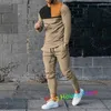 Herrspårspår Trouser 3D Tryckt Street Sportwear Autumn Men Overized Long Sleeve Tshirt Set 2 Pieces Outfits 230720