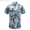 Camisas casuales para hombres 2023 Moda para hombre Camisa hawaiana de manga corta Tops Blusa con estampado floral de árbol de coco Camisas de playa casuales de verano para hombres Ropa L230721