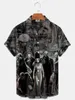 Camisas casuales para hombres 3d Hombres Floral Camisa Hawaii Camisa Graffiti Masculina Casual Social Gemelos Blusa de manga corta Street Men's For Skeleton Cloth 230721