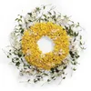 Dekoratif çiçekler 13.7in bahar nergis şerit çelenk yaz asma çiçek çelenk sarı beyaz ipek çiçek yeşillik ev için