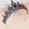 Luxe Hoofddeksels Bruiloft Bruids Haaraccessoires op Voorraad Bruidskroon Kralen Hoofdtooi Vintage Goud Zwarte Diamant Halloween Part251j