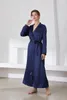 Roupa de dormir feminina sexy imitação de seda pijama lapela longo estilo camisola roupão de banho roupas para casa