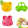 Baking Moulds New Sand Cutter Mini Cartoon Bear Squirrel Sea Dog Bread Knife Sealer For Kids Bento Lunch Mold Drop Delivery Home Gar Dhags