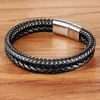 Bracelets porte-bonheur TYO Mode Tressé En Cuir Double Couche Hommes Bracelet En Acier Inoxydable Boucle Fermoir Accessoires Bijoux Pour Cadeau D'anniversaire