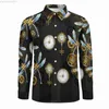 Camicie casual da uomo Steampunk Libellule Camicia Camicie casual a righe marroni Camicette grafiche street street a maniche lunghe Cool Oversize Top Idea regalo L230721