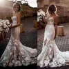 Robes de mariée sirène en dentelle moderne 2020 vestidos de novia chérie cou illusion sans manches robes de mariée sexy Appliques2580