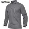 Men's Polos TACVASEN Zipper Pocket Tactical Work Shirt Mens Long Sleeve Premium Polos Shirts Casual Golf Sports Army Military Tshirts Tops 230720