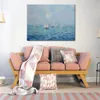 Contemporary Abstract Oil Painting on Canvas Boats in Haze Artwork Vibrant Art for Home Decor