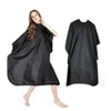 Iron Buckle Round Neck Hairdressing Cape Salon Barber Hair Cutting Gown Cover Large 140 x 120cm Black284j