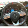 Nuova fibra di carbonio 5D e pelle scamosciata nera Volante con marchio rosso Manicotto cucito a mano per Mercedes Benz A W177 2018-19198j