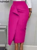 Faldas VONDA elegante OversizedSkirt 2023 moda mujer alta cintura sólido plisado Midi Casual fiesta paquete Hip Bodycon 230720