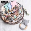 Baby Teethers Toys Personalize Name Pacifier Clips Elephants sheep Silicone Teether Wooden Ring BPA Nursing Chewable Rattle Baby Christmas Gift 230721