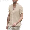 Camicie casual da uomo Estate Casual Camicie di lino in cotone sciolto Camicie da uomo a maniche corte con bottoni Cardigan Solid Top Abbigliamento moda Uomo Camicia con colletto rovesciato L230721