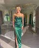 Sexy vert foncé robes de bal paillettes chérie robes de soirée plis fente formelle longue occasion spéciale robe de soirée
