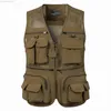 Mäns jackor Men's Vest Tactical Webbed Gear Coat Summer Fotograf Waistcoat Tool många Pocket Mesh Work ärmlös jacka Male L230721