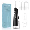 Outro Higiene Oral Oral Irrigator Recarregável Água Flosser Portátil Jato de Água Dental 310ML Tanque de Água 6 Bocal Impermeável Dentes Limpador 230720