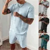 رجال swoodies sweatshirts 2023 Summer Tracksuit Men Sports Sports مجموعة صلبة بلون بلود قصير الأكمام القصور مجموعات رجالي الموضة 2 قطعة رياضية 230721