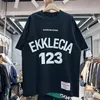 TEESTシャツメンズEURサイズ特大のヒップホップシャツスプリーア番号印刷されたシンプルな綿Tシャツリアル写真