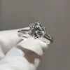 Cluster Rings Genuine 925 Silver 18k White Gold Plated D Color Moissanite Ring Briliant Cut 1 Diamond Test Passed Solitaire Stone230F