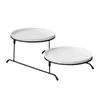 Plates 2 Tiered Serving Stand With White Ceramic Platters Dessert Display Server Mini Cake Cupcake Events El Buffet