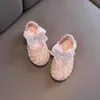 Sneakers Ainyfu Children's Children's Cequine Skórzane buty Dziewczyny Księżniczka Bowknot Single 2023 Modna dziecięca dzieci ślub 230720