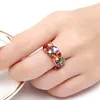 Bröllopsringar Huitan Fancy Bright Colorful Zirconia Finger Ring Female Rose Gold Color Accessories for Engagement Ceremony Estetiska smycken