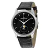 VF V3 Master Ultra Dunne Moon Q1368470 JLC A925 Automatische Mens Watch Steel Case Black Dial Silver Stick Markers Lederen Strap Corre222F