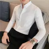 Camisas sociais masculinas masculinas negócios camisa de manga comprida linha escura macio moda casual ajuste fino formal escritório roupas sólidas