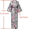 Szare kobiety długie drukowane szlafrok Floralpeacock panna młoda Druzła Suknia Rayon Rayon Prosta w czasie darowizny ślubne Kimono