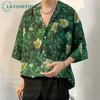 Camicie casual da uomo High Street Camicia hawaiana maschile Flower Full Print Cardigan estivo Camicetta a maniche corte Top per uomo 230720