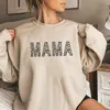 Damen Hoodies Leopard Print Mama Sweatshirt Gepard für Muttertag Frauen Langarm Pullover Geschenke Mama Casual Hoodie