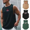 Herrtankstoppar män gym tankar toppar träning kroppsbyggande fitness ärmlös t -shirt märke tryck strand sportkläder muskelvästar för manlig 230721