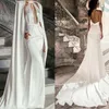 Élégante nouvelle mode robes de mariée sirène 2022 avec Wrap haute qualité Satin Halter balayage train jardin sur mesure robes de mariée3140