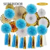 Autres fournitures de fête d'événement Noël Année Party Favor Or Pliant Papier Fan Enfants Fille Garçon 1er Anniversaire Bébé Baptême Décor DIY Suspendu Gland Rose Bleu 230720