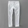 Herrbyxor 2023 Affärsmode män kvalitet ren linne casual varumärke långa byxor pantalones pantaloni un pantalon för mig 230720