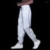 Pantaloni da uomo Tuta da uomo riflettente Elastico in vita Moda casual Hip Hop Danza Nottilucenti Pantaloni da jogging da jogging all'aperto Pantaloni