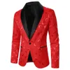 Costumes pour hommes Blazers Hommes Costume Manteau Rose Motif Tissu Jacquard Lumineux Contraste Couleur Col Partie De Luxe Conception Causal Mode Slim Fit Blazer 230720