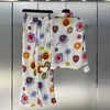 Calças femininas de duas peças designer 2023 primavera verão novo divertido conjunto de pijamas estampados de desenhos animados confortável camisa de manga comprida amiga da pele calças finas casuais dois