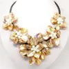 natural pearl & pink shell pearl 5 flower pendant necklace 18 long239f