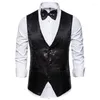 Hommes gilets gilet manteau printemps et automne noir paillettes mince col en v brillant fête mariage discothèque décontracté grande taille