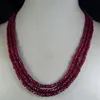 Fashion 2x4mm NATURAL RUBY FACETED BEADS NECKLACE 3 STRAND2841