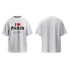 Mens Tshirts Street Fashion I Париж -круглая шея Большой футболка буква с печеночным с коротким рукавом длинный 1 летний топ 230720