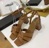 2023New Straight Button Strap sandalen gesp met zichtbare teen dik met Sexy naakt sandalen Party Comfortabel wandelen Sandaal EU 35-42