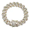 Bransoletowa łańcuch Bransoletki Link Bright Edge Złota Złote srebro lodowane z cyrkonu sześcienne Hiphop Men Jewelry302h