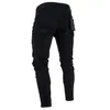 Zemtoo Męskie czarne dżinsy umyte spustowe spodnie Dekoracyjne spodnie 2387