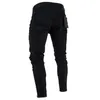 ZEMTOO Jean déchiré noir pour homme lavé pantalon effiloché fermeture éclair décoration pants2387