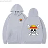 Hoodies voor heren Sweatshirts One Piece herfst pullover skelet Luffy heren hoodie sweatshirt mannelijke en vrouwelijke koppels Japanse anime Harajuku hiphop stijl h L230721