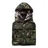 Hommes gilets rembourré hiver sans manches mâle chaud veste gilet Camouflage automne à capuche coton gilet vêtements d'extérieur fermeture éclair manteau épaissi