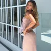 Two Piece Dress Pink Lace Strapless Dress Sets for Women Fashion Tube Top Two Piece Skirt Suit Sexy Bodycon Sleeveless Club Party Outfits Summer 230720