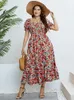 Sukienki plus size Summer Buho Floral Sukienki Kobiety Eleganckie szczupły ułatwie
